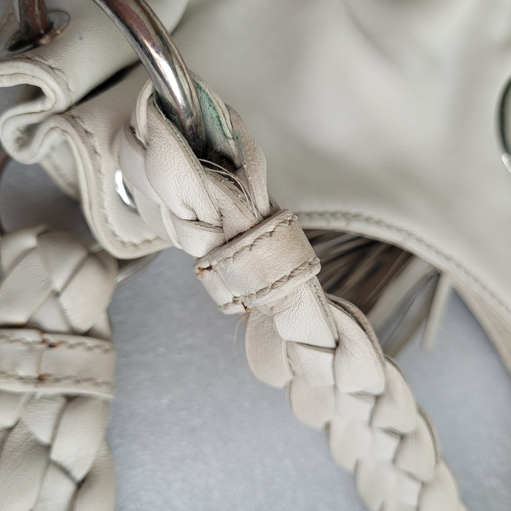 Michael Kors Camden Slouchy Leather Hobo Bag Braided Straps Off-White - Picture 14 of 16